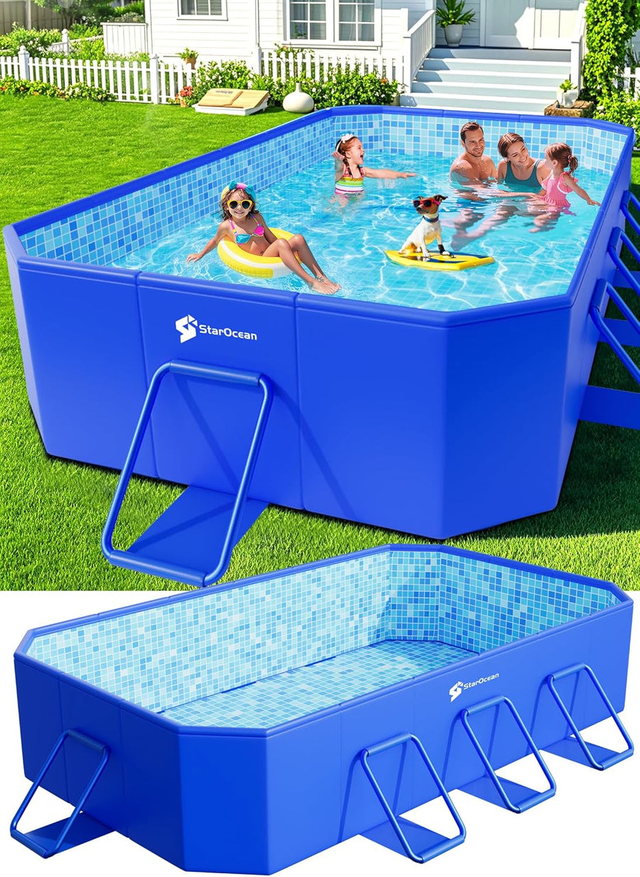 Foldable Pool, Large Non-Inflatable Swimming Pool For Kids, Adult Collapsible Pools Hard Plastic Shell, Oversized Thickened