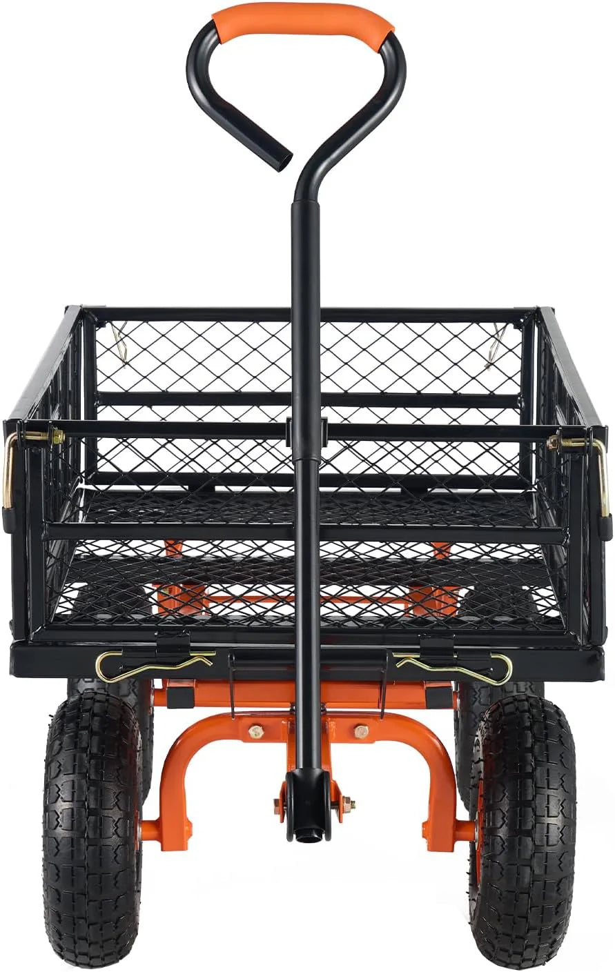 Garden Dump Cart, Heavy Duty Garden Wagon Yard Dump Wagon With Removable Sides, Convert To Flatbed, Utility Liner, 10 In. All Terrain Wheels