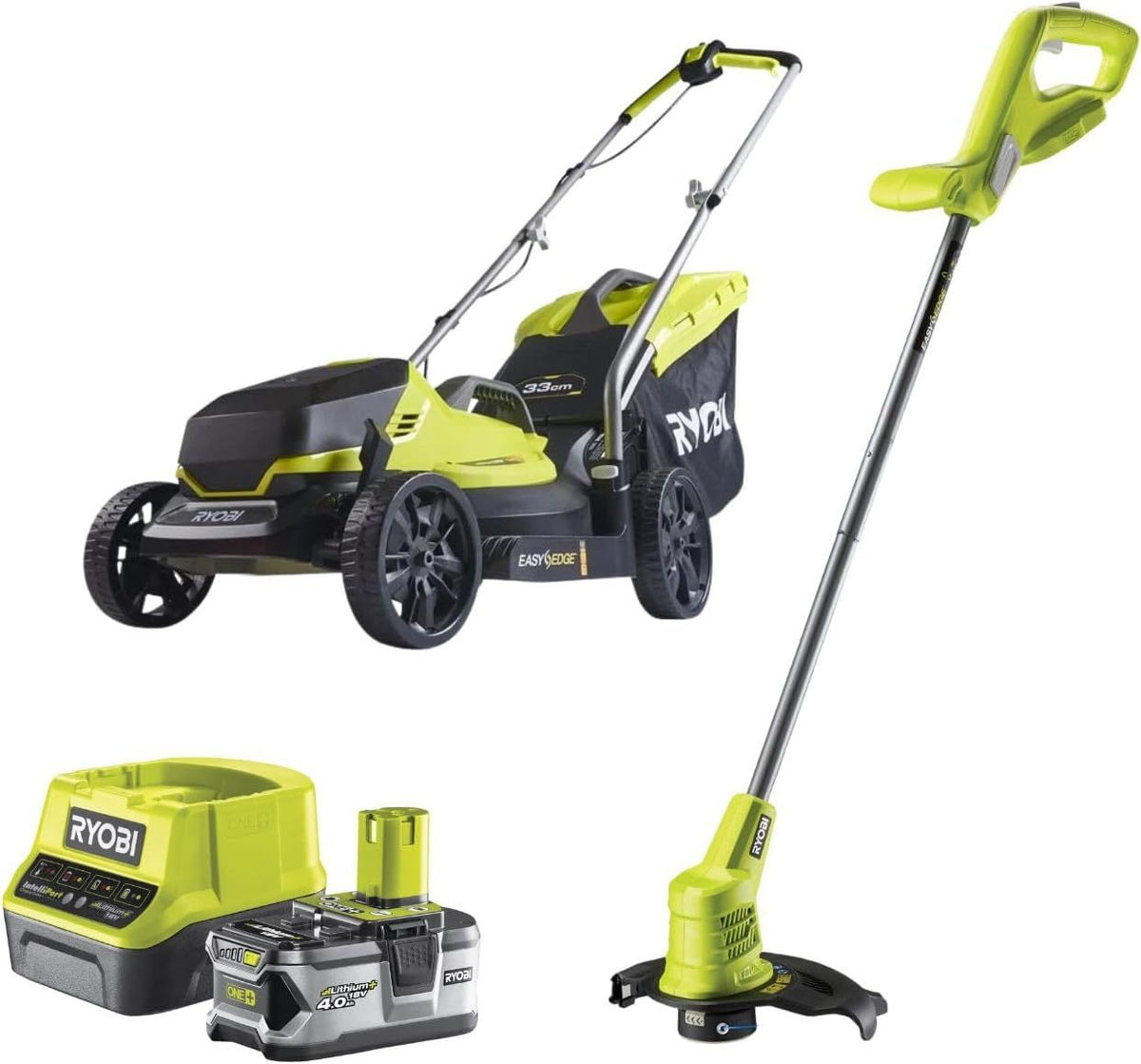 Ryobi 18V ONE+ Cordless Mower & Trimmer Combo with 4.0Ah Battery