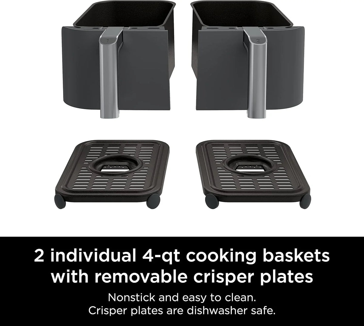 Ninja Foodi 10QT 6-in-1 DualZone Smart XL Air Fryer, 2 Independent 5QT Baskets, Smart Cook Thermometer, Match Cook, Smart Finish, Air Fry, Roast, Bake, Dehydrate, Reheat, Grey, DZ550