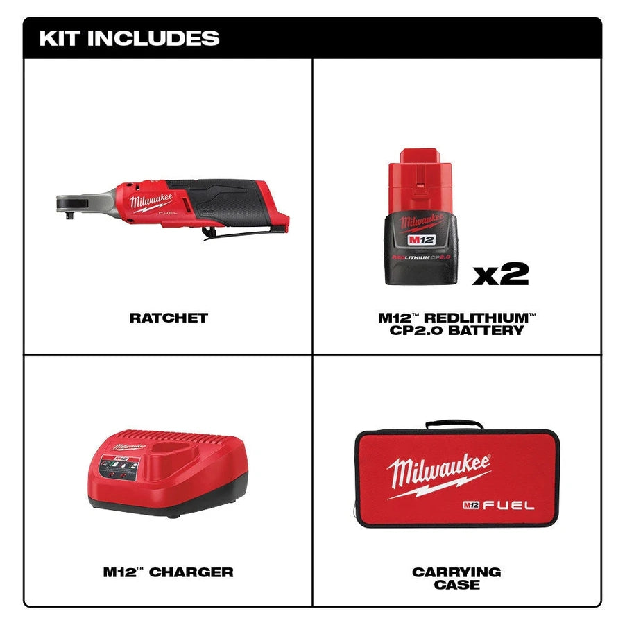 M12 Fuel 1/4 In. High Speed Cordless Ratchet Kit