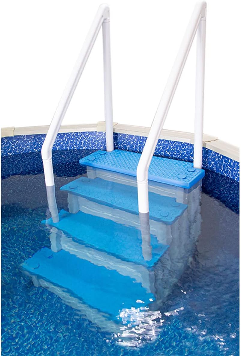Select Anti-Slip in-Pool Steps | Gray | for Above Ground Swimming Pools | Can Mount to Decks 48" to 54" H | Safety Stairs Capacity Up to 300 lbs