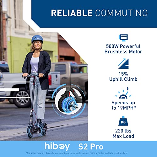 Hiboy S2 Pro Folding Electric Scooter, 500W Motor, 10" Solid Tires