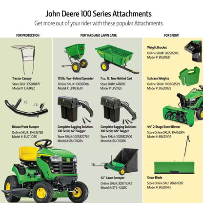 John Deere S100 42 in Riding Lawn Mower – 17.5 HP Gas Hydrostatic Drive