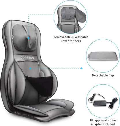 Comfier Massager Chair With Heat Shiatsu Neck Back Massager Portable With Compress And Rolling Massage Chair Pad For Full Back Neck And