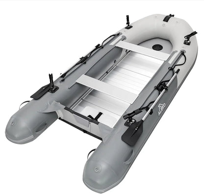Inflatable Boat | Yacht Dinghy Tender Raft | Multi Person Fishing Boat | Aluminum Floor Oars | Fishing Rod Holders | Heavy-Duty PVC | 2024 Model |