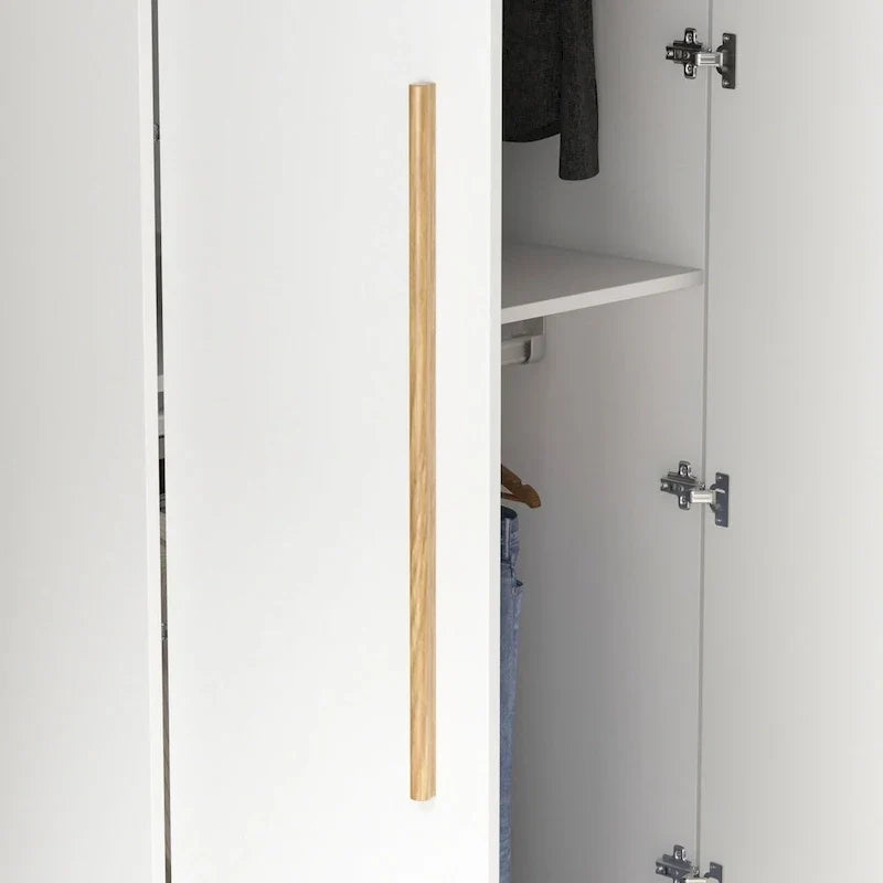 Modern Freestanding Solid Wood Wardrobe Closet With Storage Shelves
