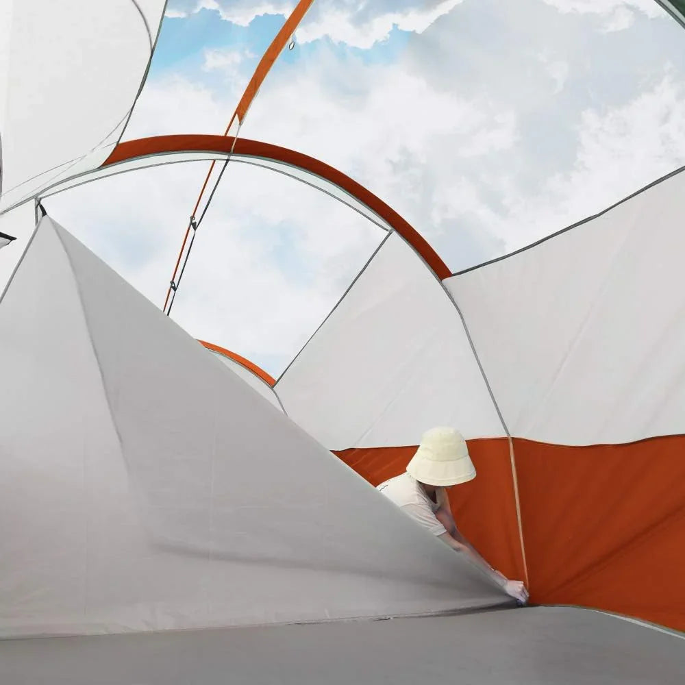 CAMPROS CP Tent 12-Person-Camping-Tents,3 Room Family Tents,Waterproof Windproof Family Tent with Top Rainfly,6 Large Mesh Windows,Double Layer,Easy Set Up, Portable with Carry Bag-20' x 9' x 72"(H)