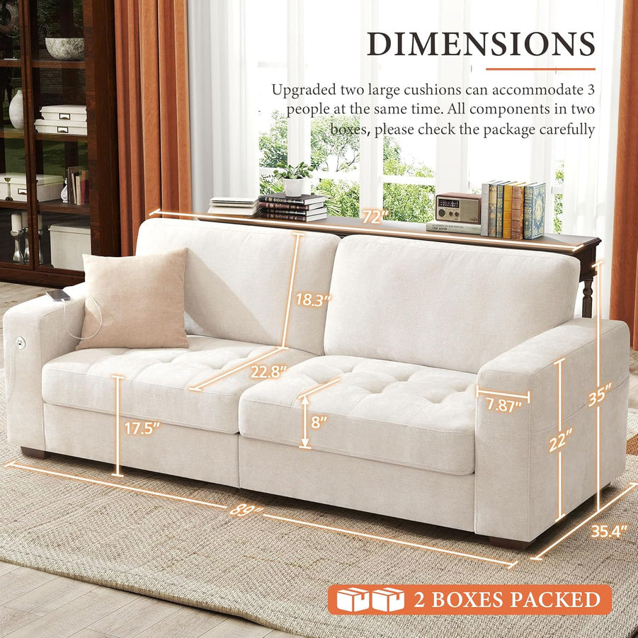 111.4 In. L-Shaped Modern Sofa Modular Cloud Sofa Ottoman 4-Seater Chenille Deep Seat Sofa