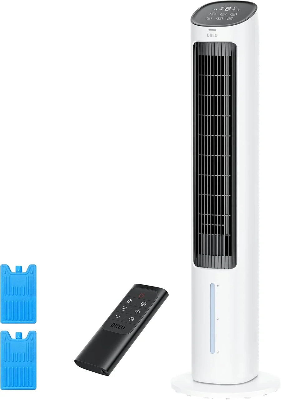 Dreo Portable Air Conditioners Fan, 40 In. Standing Fans That Blow Cold Air, Portable AC, 0 Degree Oscillating Evaporative Air Cooler, Removable Water Tank