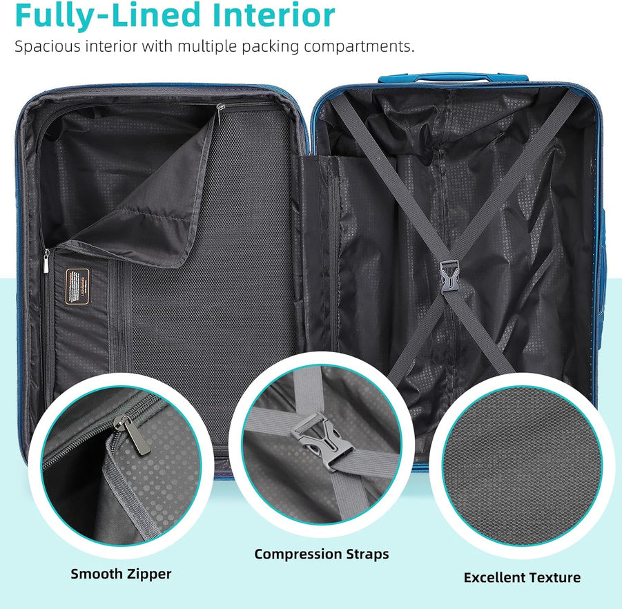 6-piece Luggage Set, Expandable Hardshell Suitcase Set With Spinner Wheels, Lightweight Rolling Luggage Set