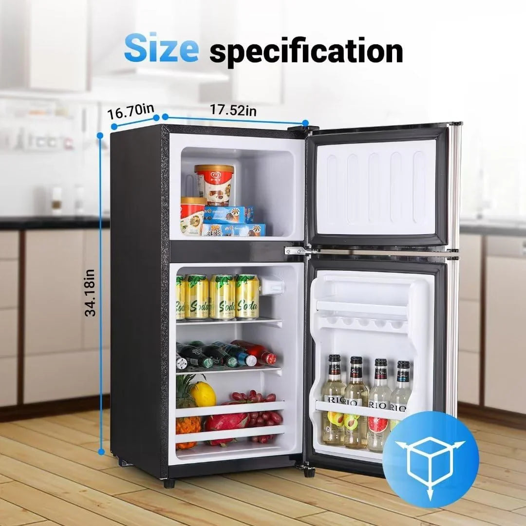 Apartment Size Refrigerator, 3.5 Cu.Ft Samll Refrigerator with Freezer Suitable for Home and Apartments, Freestanding