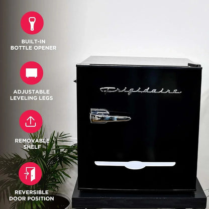 Frigidaire EFR176 Retro Compact Fridge with Chiller Mini Refrigerator with Built-in Bottle Opener for Office, Bedroom, Dorm Room or Cabin, 1.6 cu ft 16" D x 18" W x 18.5" H, Moonlight