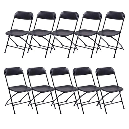Ktaxon 6ft White Folding Table and 10 Pack Folding Chairs Black, Plastic Table and Chair Set