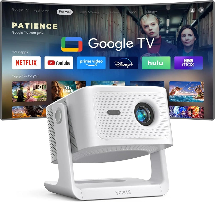 Official Licensed Google TV 4K Smart Projector With WiFi And Bluetooth, Voplls Outdoor