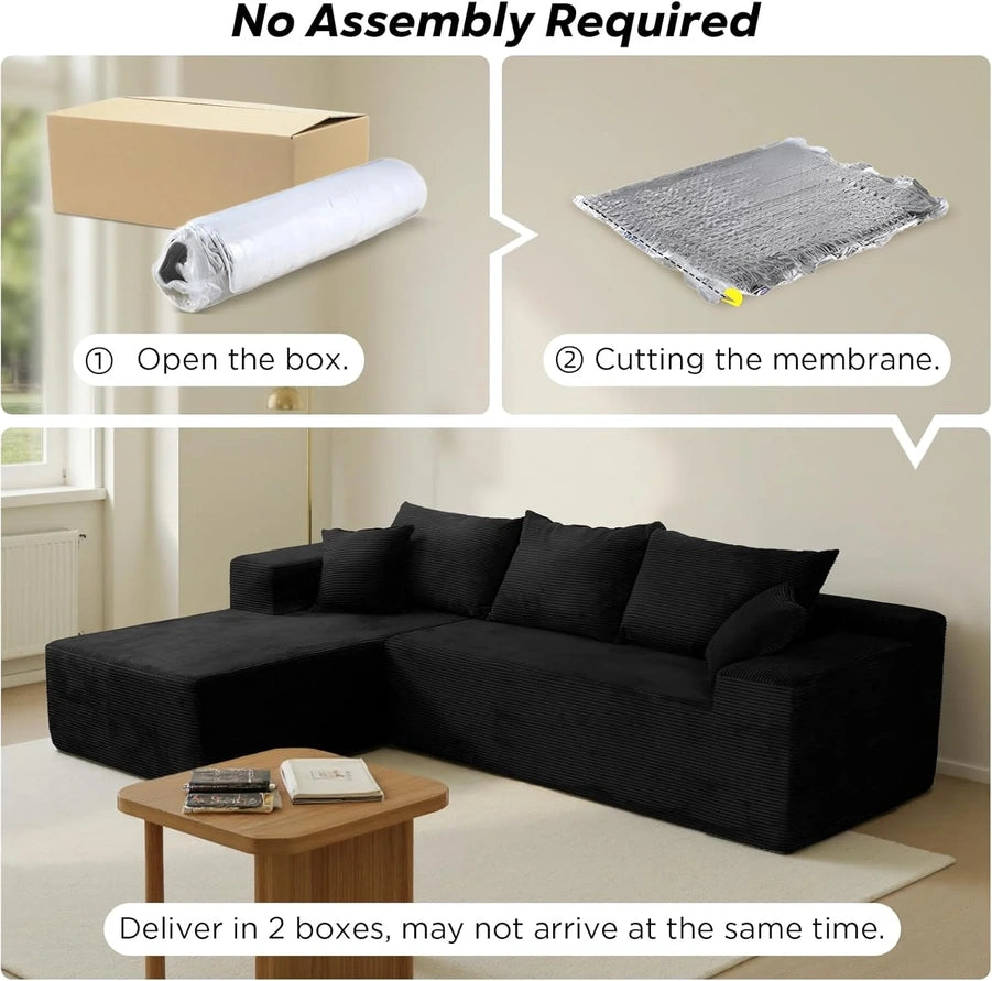 Cloud Sectional Couch With L-Shape Chaise, Modern Modular Sofa With Deep Seat, Upholstered Couches For Living Room Bedroom, No Assembly Required