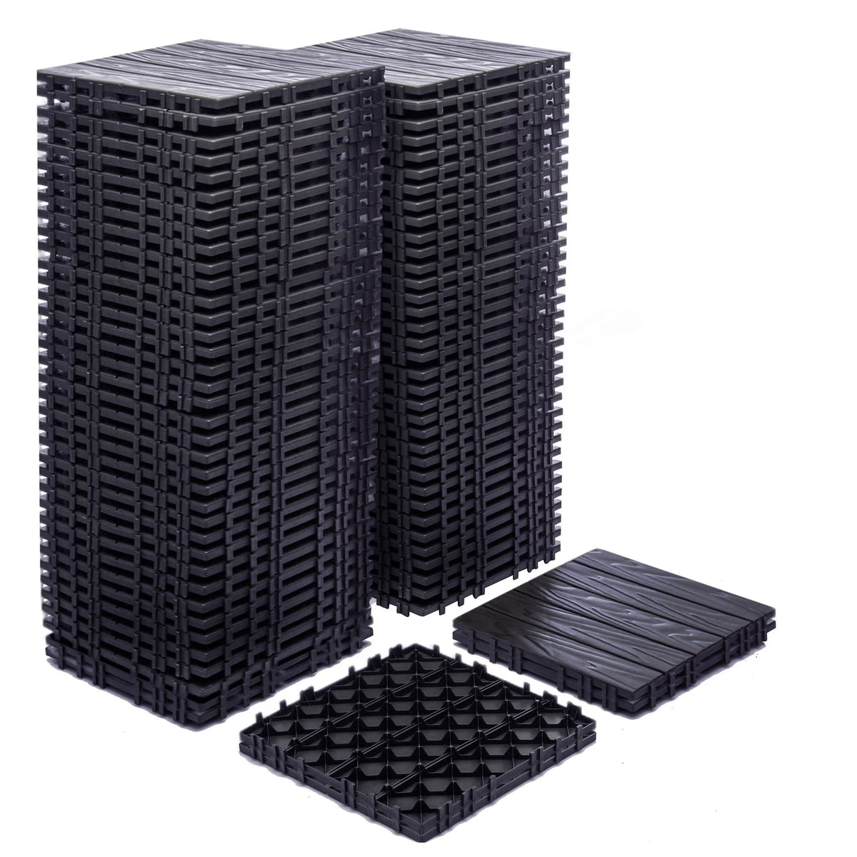 76-Pack Plastic Interlocking Deck Tiles - 68.80 Sq.Ft Outdoor Plastic Flooring Super Durable & Waterproof All-Weather Indoor/Outdoor