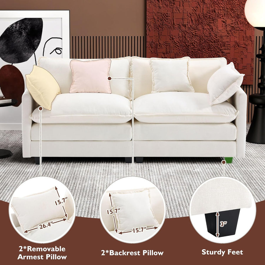 111.4 In. L-Shaped Modern Sofa Modular Cloud Sofa Ottoman 4-Seater Chenille Deep Seat Sofa