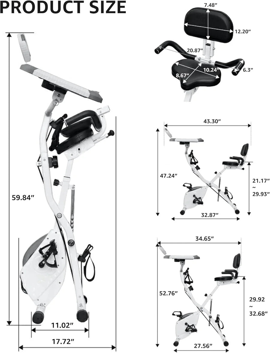 Foldable Exercise Bike Stationary Bikes For Home, 5-in-1 Indoor Workout Bike, Cycling Bike With 16-Level Quiet Magnetic Resistance