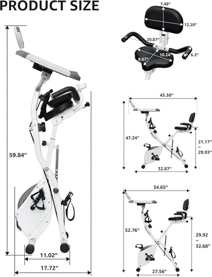 Foldable Exercise Bike Stationary Bikes For Home, 5-in-1 Indoor Workout Bike, Cycling Bike With 16-Level Quiet Magnetic Resistance