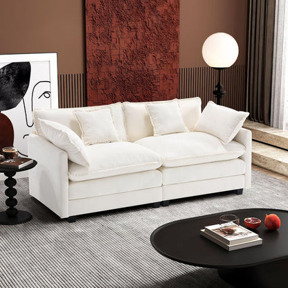 111.4 In. L-Shaped Modern Sofa Modular Cloud Sofa Ottoman 4-Seater Chenille Deep Seat Sofa
