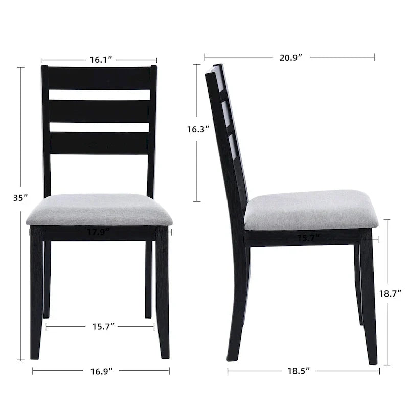 5-Piece Solid Wood 47L Dining Table Sets (1 Table+ 4 Slat Back Chairs)
