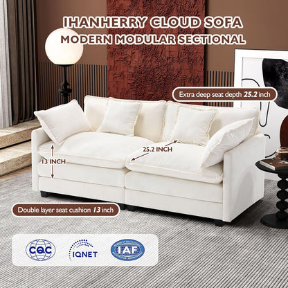 111.4 In. L-Shaped Modern Sofa Modular Cloud Sofa Ottoman 4-Seater Chenille Deep Seat Sofa