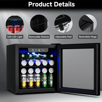 Beverage Refrigerator Cooler- 126 Can Mini Fridge Glass Door For Drinks Soda Beer Wine- Small Refrigerator For Office Bedroom Home Bar