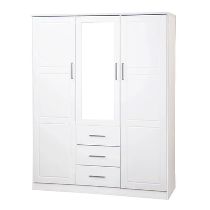 Palace Imports 100% Solid Wood Cosmo 3-Door Wardrobe Armoire with Solid Wood or Mirrored Doors