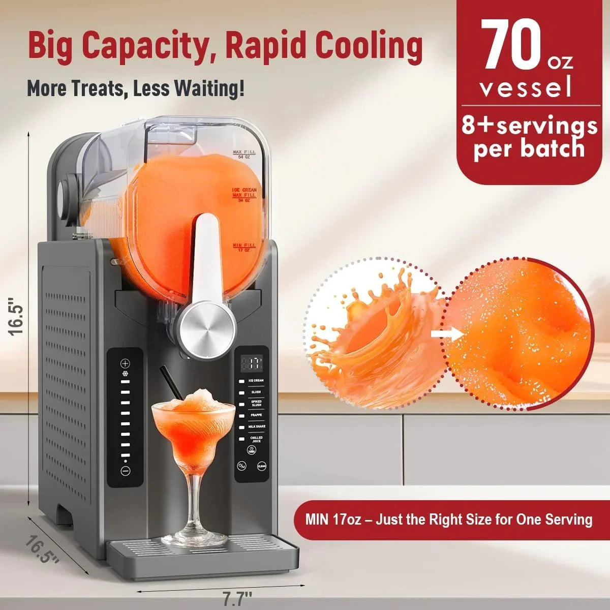 Slushie Machine: No Ice Needed All-in-One Slushy Maker for Home, Real-Time Temp Display, Auto-Clean, 6 Preset | Frozen Margaritas, Cocktails, Frapps, Ice Cream, Smoothies, Milkshakes,Summer Parties