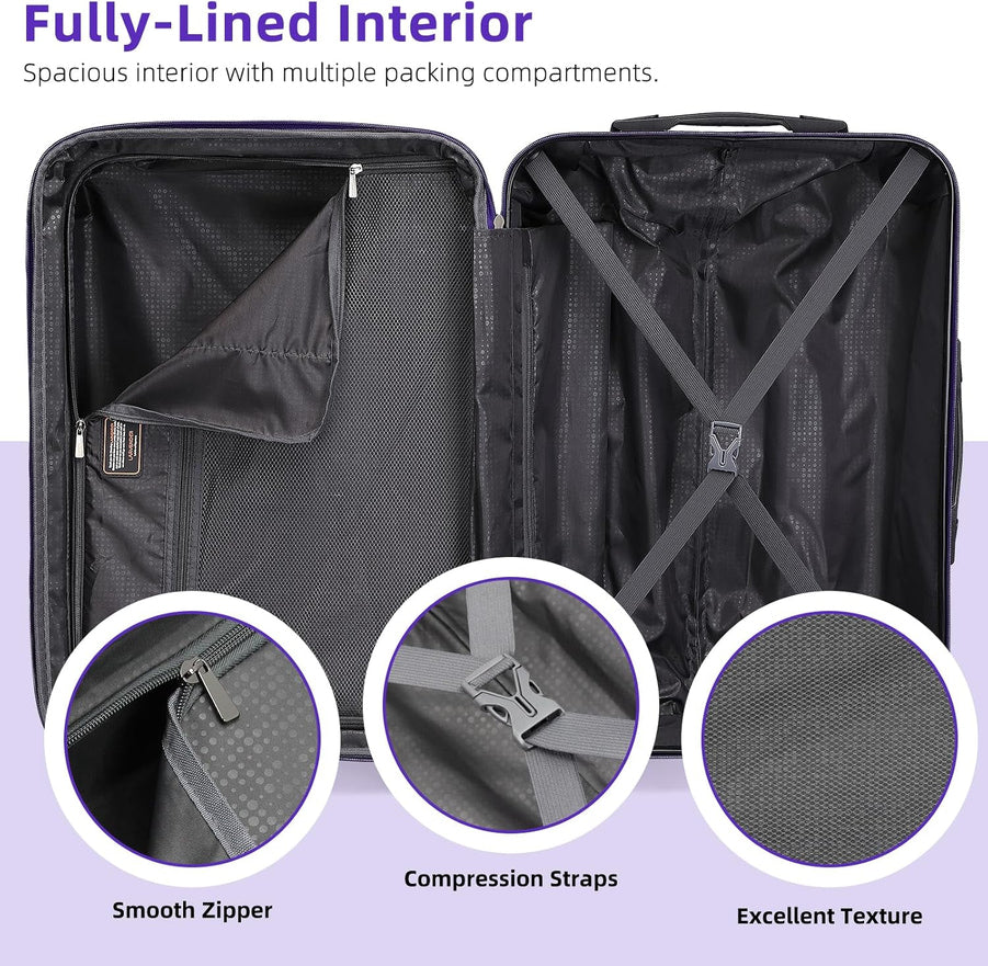 6-piece Luggage Set, Expandable Hardshell Suitcase Set With Spinner Wheels, Lightweight Rolling Luggage Set