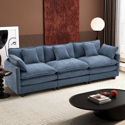 111.4 In. L-Shaped Modern Sofa Modular Cloud Sofa Ottoman 4-Seater Chenille Deep Seat Sofa