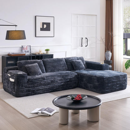 Cloud Sectional Couch With L-Shape Chaise, Modern Modular Sofa With Deep Seat, Built-In Cup Holder And Storage Pocket For Living Room Bedroom