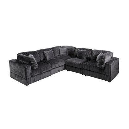 Oversized 6-Piece Corduroy Upholstered L-Shaped Modular Sectional Sofa, DIY Combination