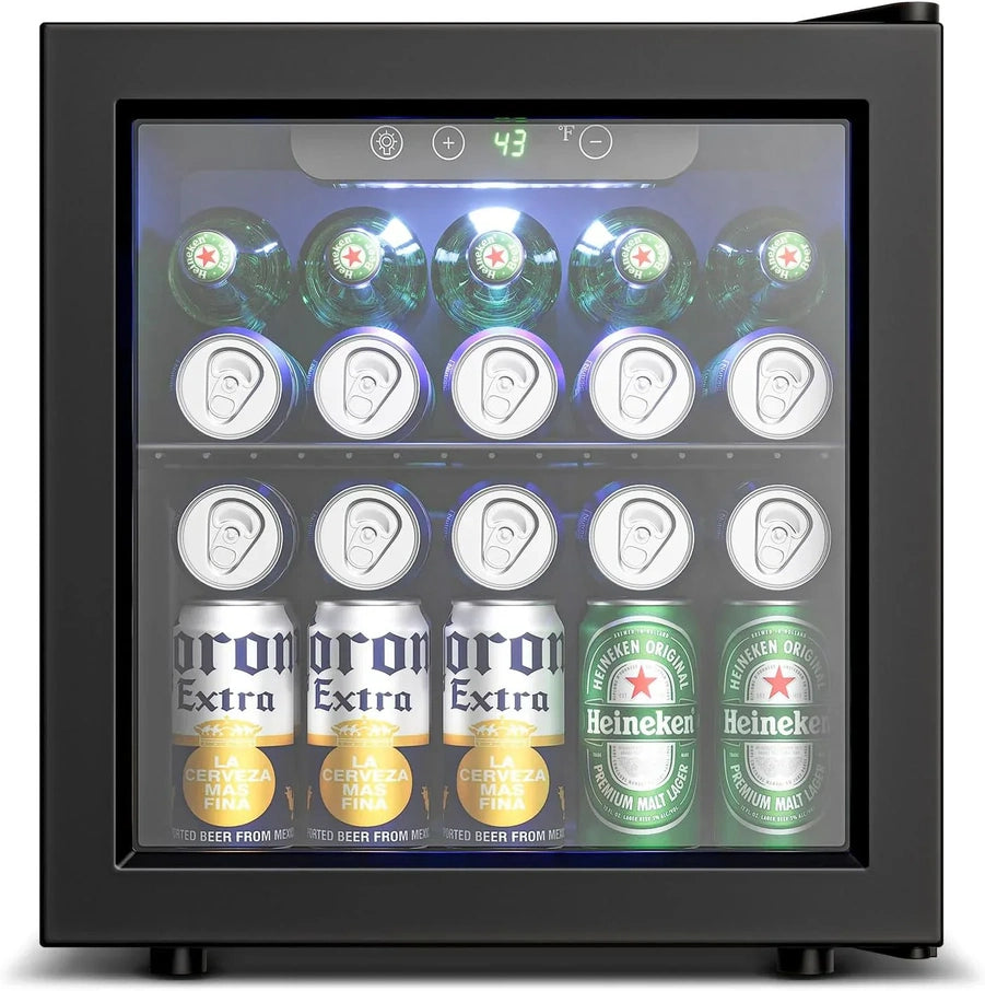 Beverage Refrigerator Cooler 126 Can Mini Fridge Glass Door For Drinks Soda Beer Wine Refrigerator