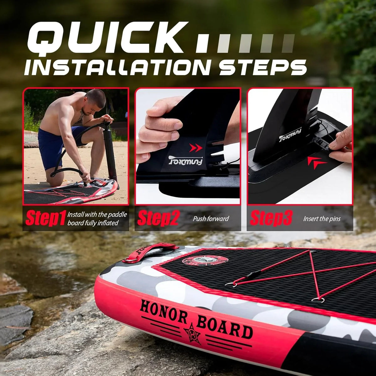 FunWater Inflatable Stand Up Paddle Board with Premium SUP Paddle Accessories, Non-Slip EVA Deck, 11'/10'6' Paddle