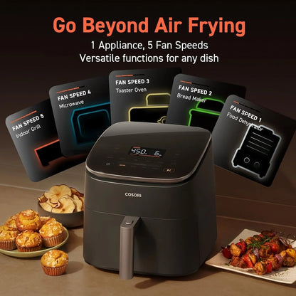 Cosori Air Fryer 9-in-1 Compact And Large 6-Qt. Fast Turbo Modes Precise Heat For Even Results