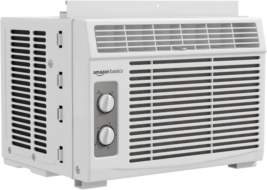 Amazon Basics 5000-BTU Window Air Conditioner With Quiet Operation, Up To 150 Sqf, Cool And Fan Functions, Washable Filter, Adjustable Window Kit