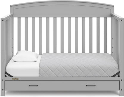 5-in-1 Convertible Baby Bed, With Drawers, White- Green Guardian Gold Certification, Built-In Baby Bed Storage Drawer, Convertible To Toddler Bed