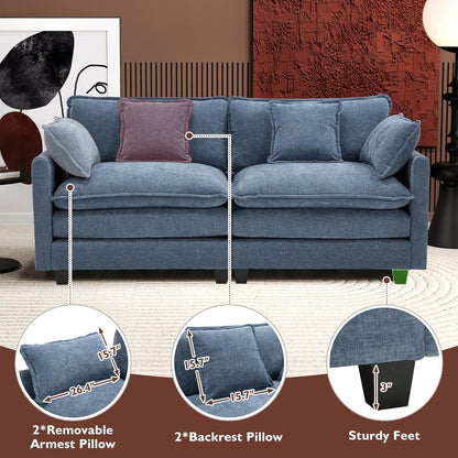 111.4 In. L-Shaped Modern Sofa Modular Cloud Sofa Ottoman 4-Seater Chenille Deep Seat Sofa