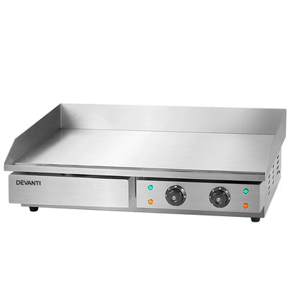 Devanti 73cm Commercial Electric Griddle BBQ Grill Plate 4400W Silver