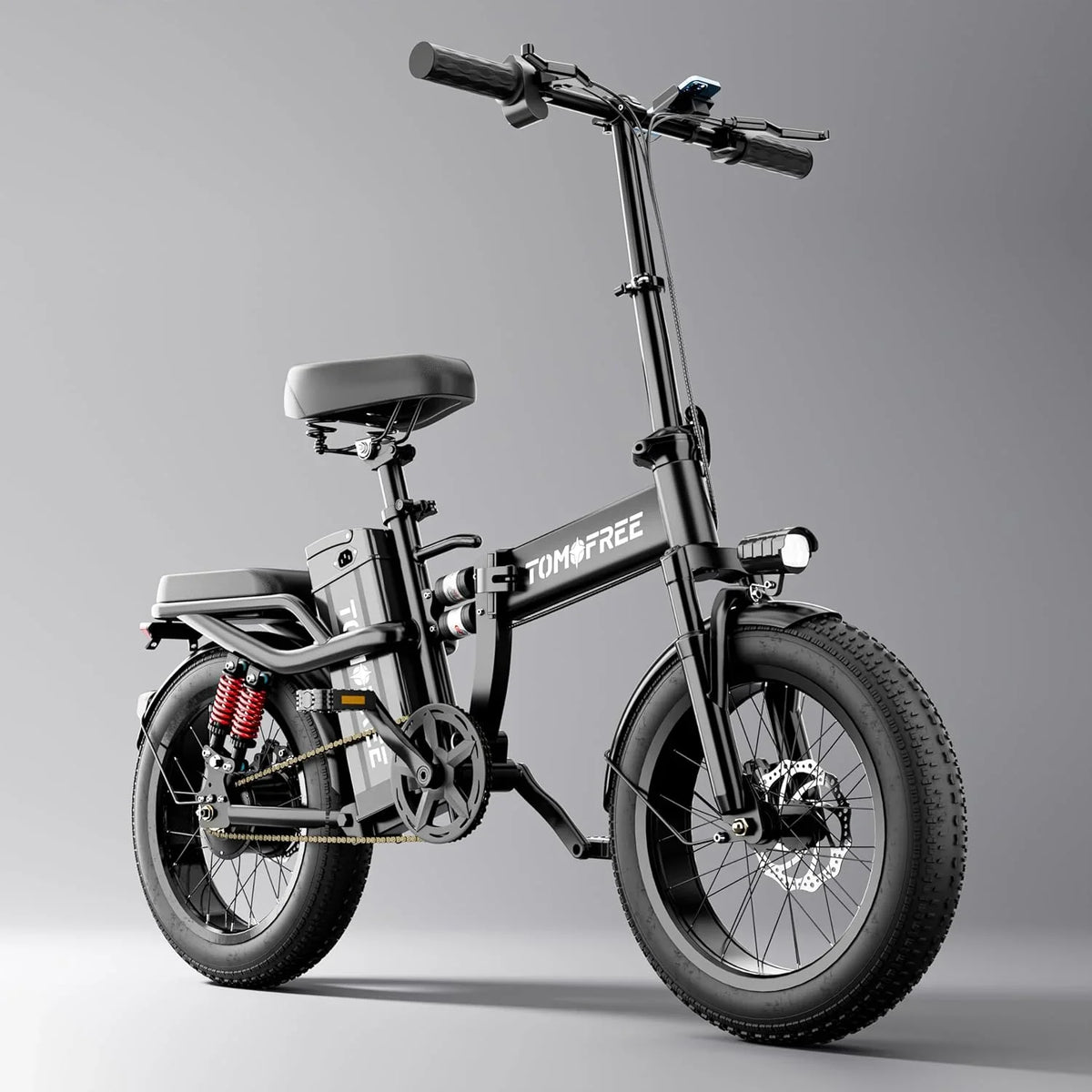 T1 Electric Bike for Adults 1200W Motor, 31MPH, 48V 20AH Folding E-Bike,16 * 3" Tire Mountain Snow Bike LED Display 330lbs Load Capacity - Tomofree Black
