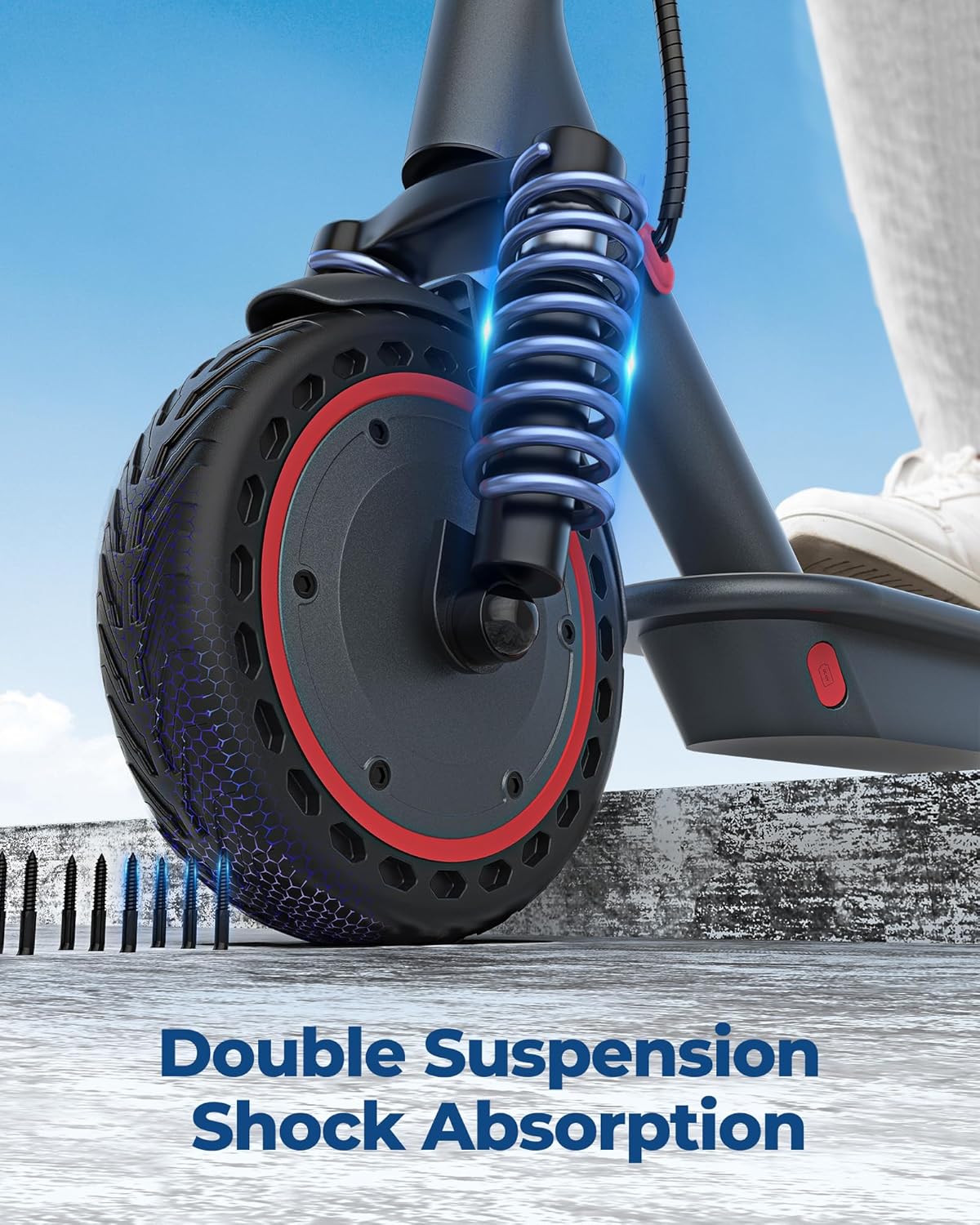 Electric Scooter, 350W/500W Powerful Motor, 8.5"/10" Solid Tires, 19/22Mph, 28/21/12 Miles Range,Dual Braking