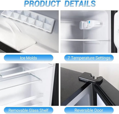 Apartment Size Refrigerator, 3.5 Cu.Ft Samll Refrigerator with Freezer Suitable for Home and Apartments, Freestanding