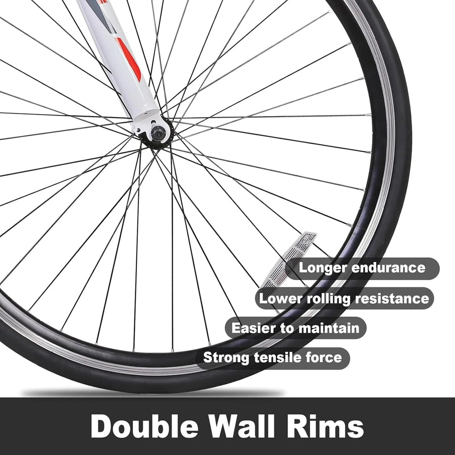 Weize Road Bike, 700C Wheel City Commuter Bicycle, Shimano 14 Speed Drop Bar, Racing Adult Bike With Caliper Brakes, High-Carbon Steel Hybrid Bikes