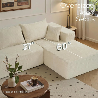 Cloud Sectional Couch With L-Shape Chaise, Modern Modular Sofa With Deep Seat, Upholstered Couches For Living Room Bedroom, No Assembly Required