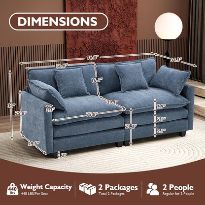 111.4 In. L-Shaped Modern Sofa Modular Cloud Sofa Ottoman 4-Seater Chenille Deep Seat Sofa