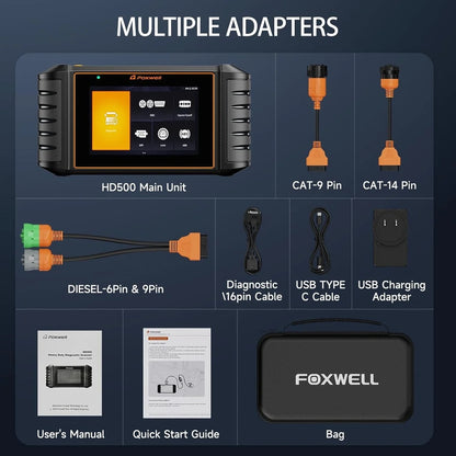 HD500 Heavy Duty Truck Scanner With Dpf Regen/Injector Cutoff/Limit Setting, Full System Diesel Diagnostic Scan Tool For Cummins, Detroit