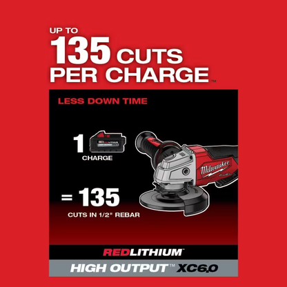 M18 FUEL 18V Lithium-Ion Brushless Cordless 4-1/2 in./5 in. Grinder w/Paddle Switch w/Two 6.0 Ah Battery and Charger