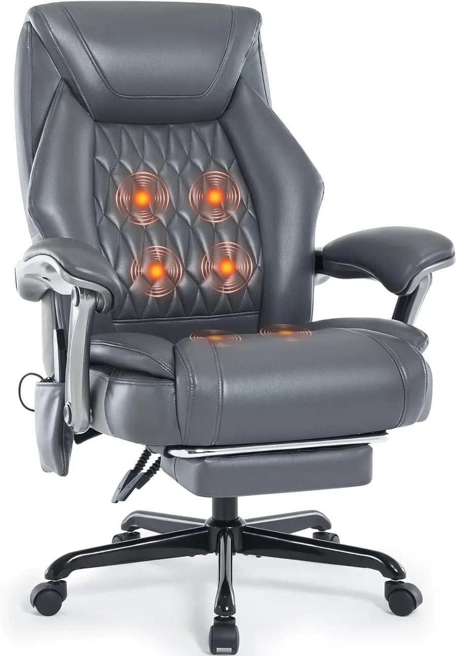 Massage Office Chair With Heating And Footrest Ergonomic Executive Reclining Office Chair